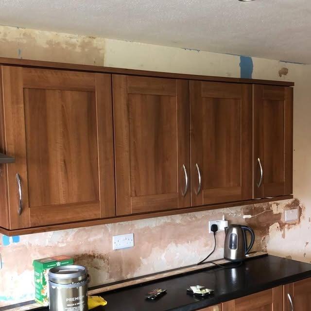 Kitchen units and splashback mid-renovation